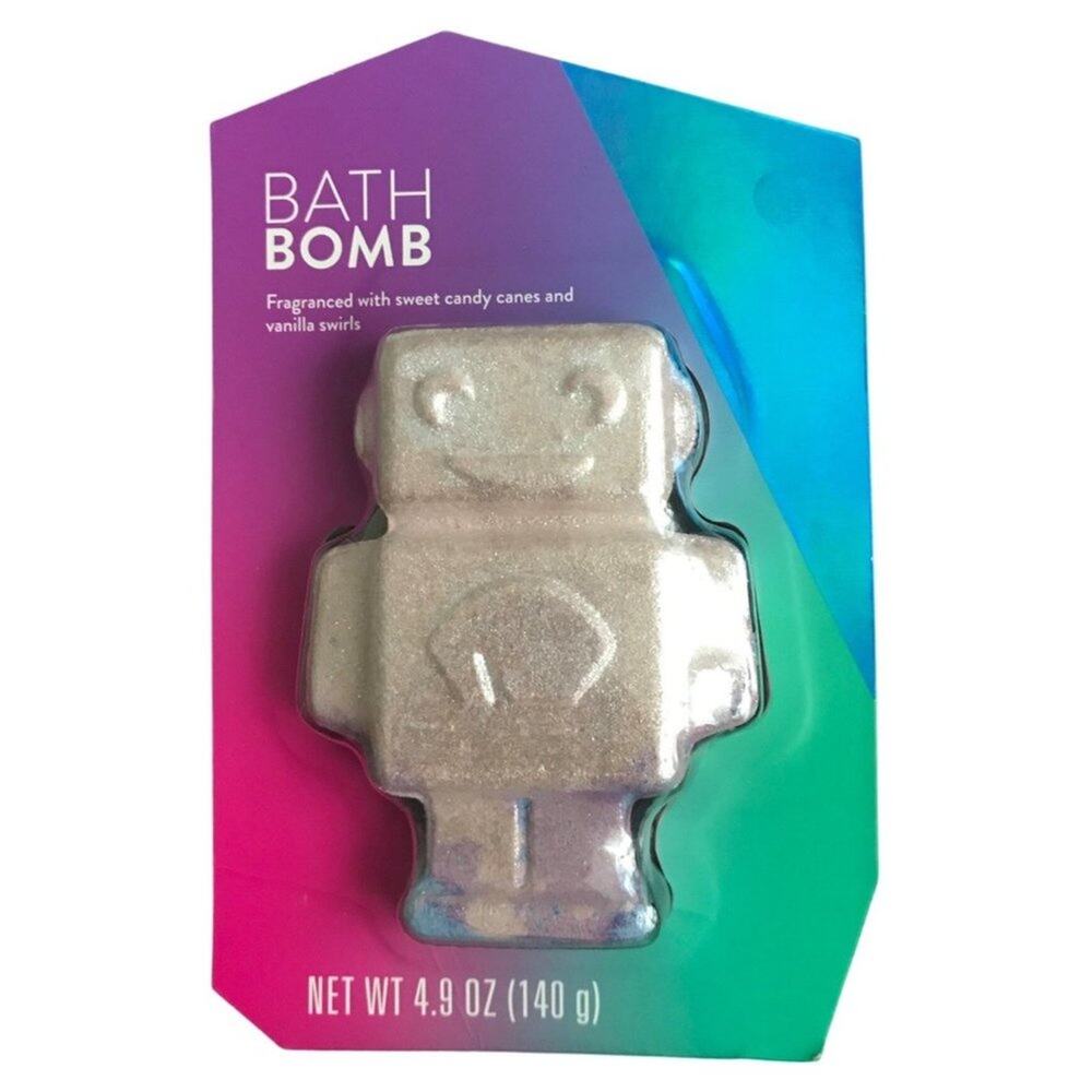4.94oz Robot Bath Bomb Sweet Candy Cane and Vanilla swirls boy gift spa day NEW